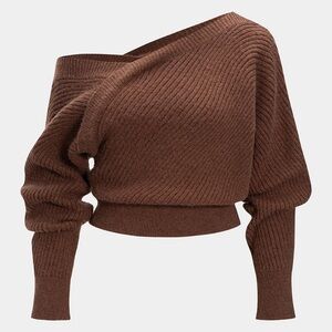 Women's Brown Asymmetric Sweater